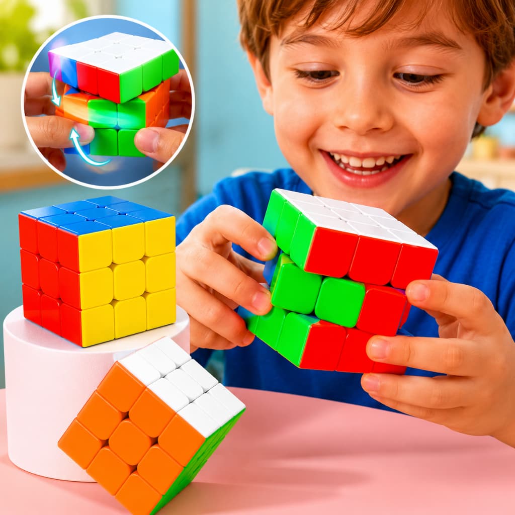Cubo Mágico Infantil 3x3 Brinquedo Educativo Montessori Desenvolvimento Raciocínio Lógico Presente Crianças