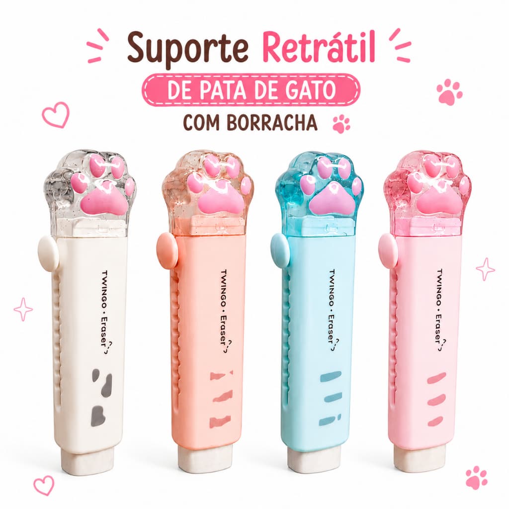 Suporte Retrátil Cor Pastel com Borracha Macia Recarregável Apagável  Lápis Escola Arte Escritório