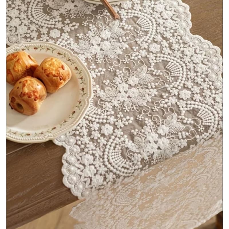 trilho de mesa em renda, trilho de mesa delicado