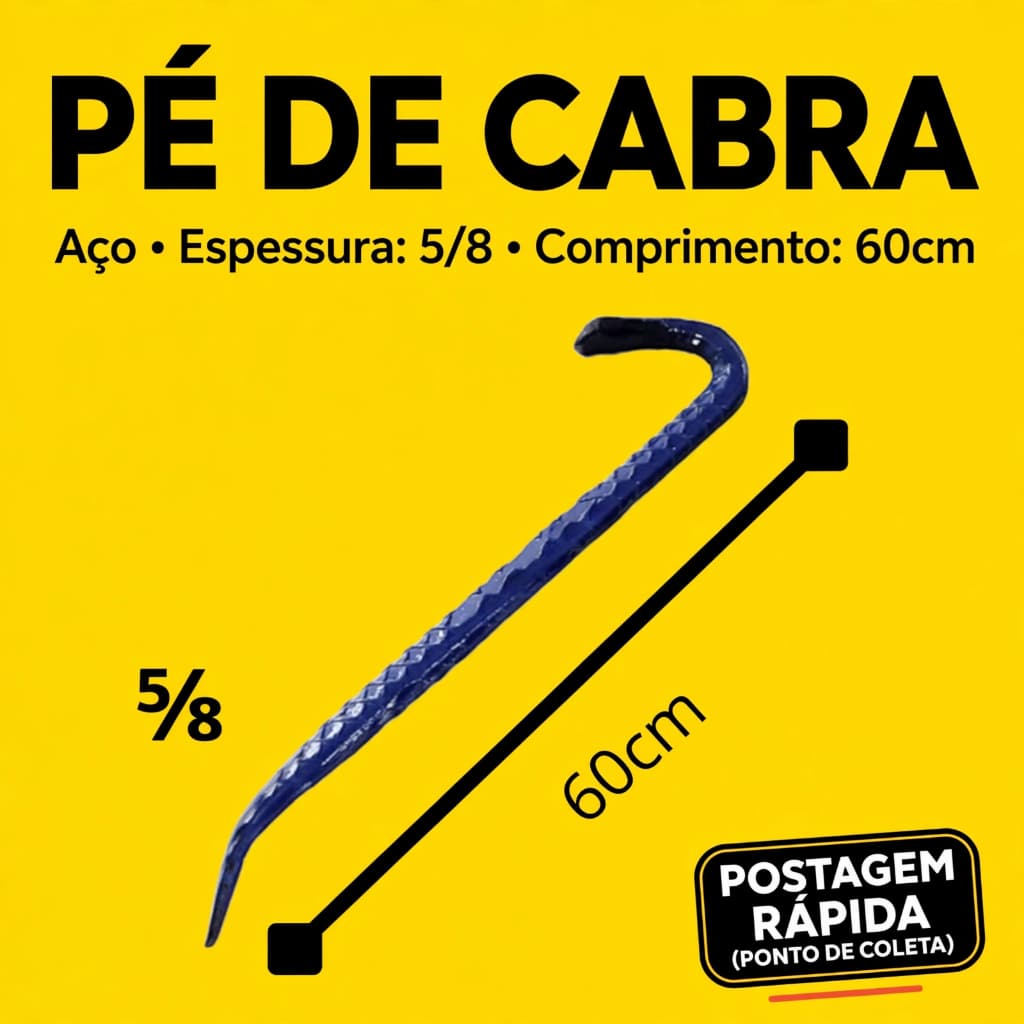 Pe de Cabra 60cm x (5/8) Ferramenta Alavanca de Ferro