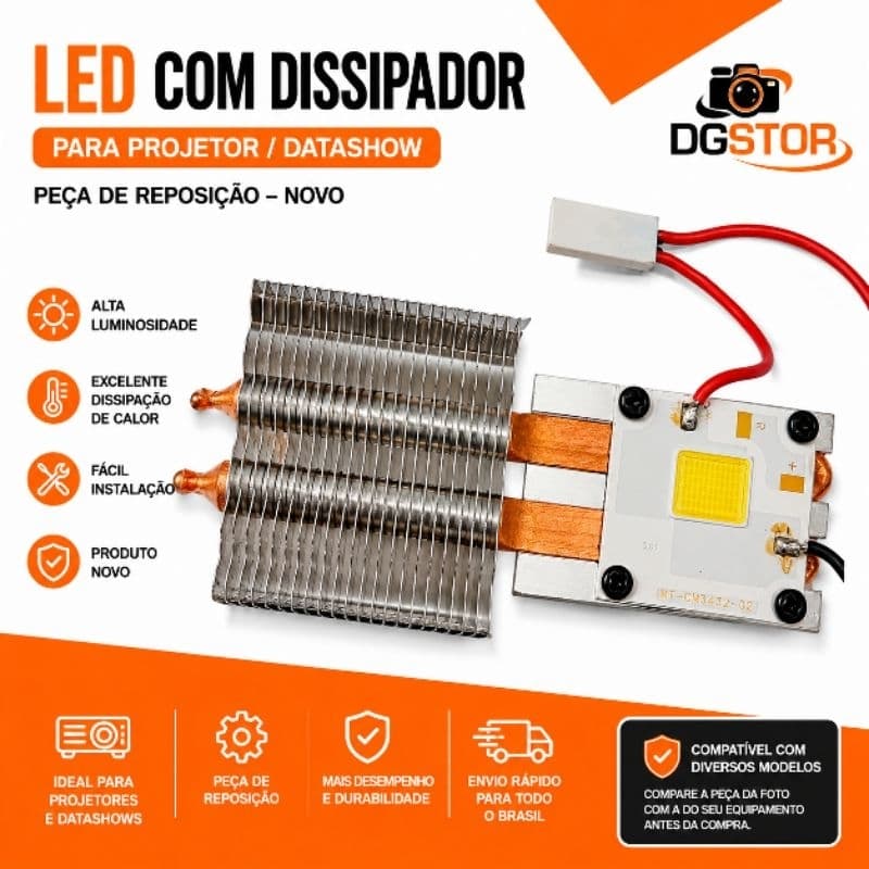 LED com Dissipador para Projetor/Datashow – Peça de Reposição