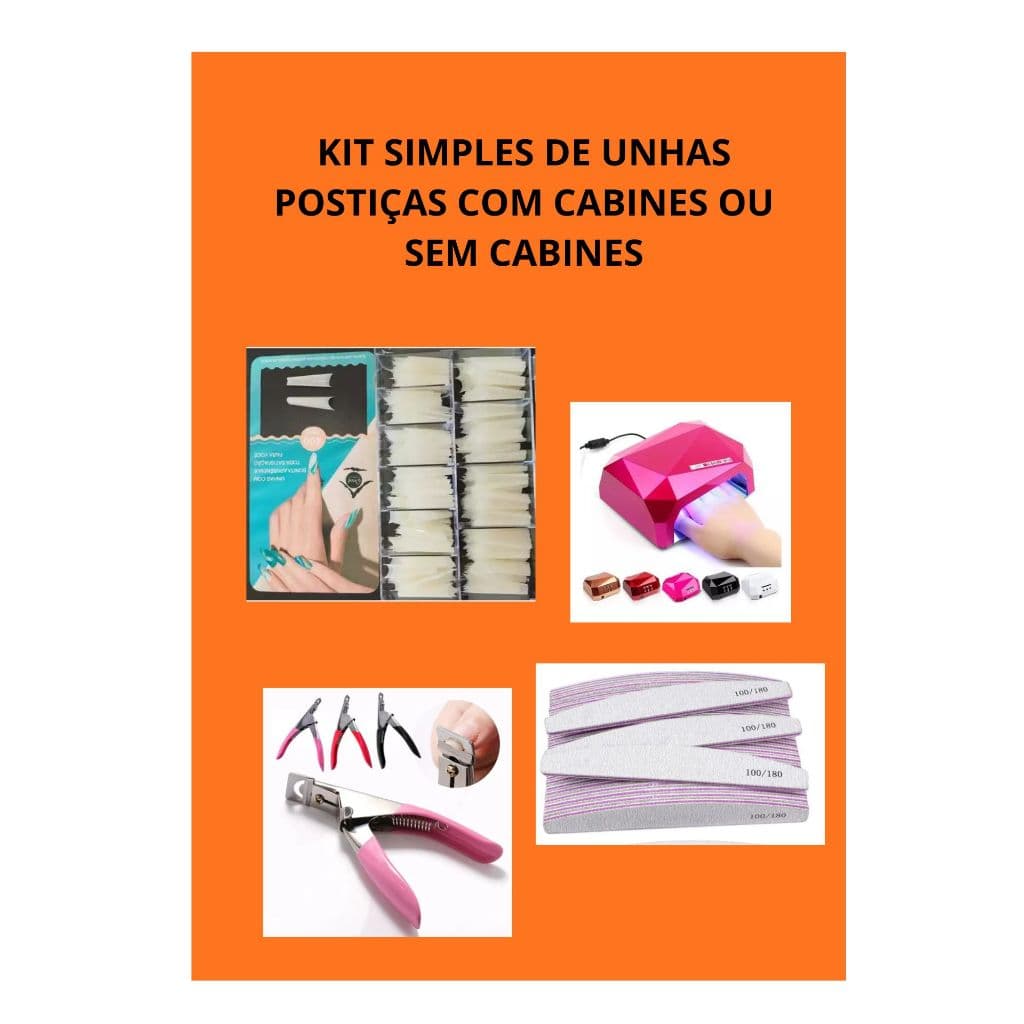 Kit SIMPLES de Unhas Postiças   ✨ Kit Simples de Unhas Postiças com ou sem cabines, modelo diamante. Perfeito iniciante