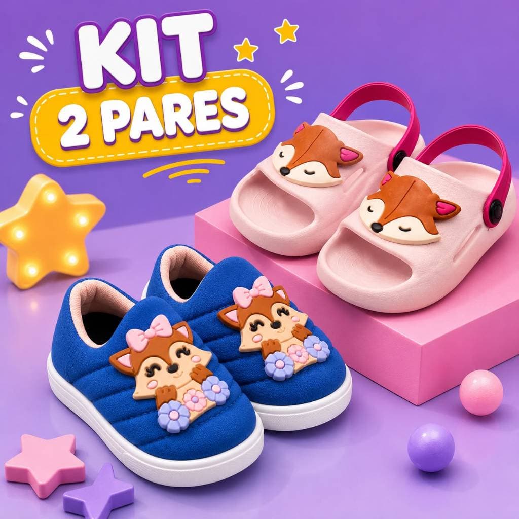 Kit 2 Pares De Calce Facil Mais Chinelo Com Correia Menina Infantil Confortável Compre Já