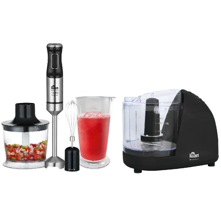 Mixer Turbo 3 em 1 Preto Inox 5 Velocidades 1000W 127V Kian + Mini Processador de Alimentos 500 ML Preto 120W 127V Kian