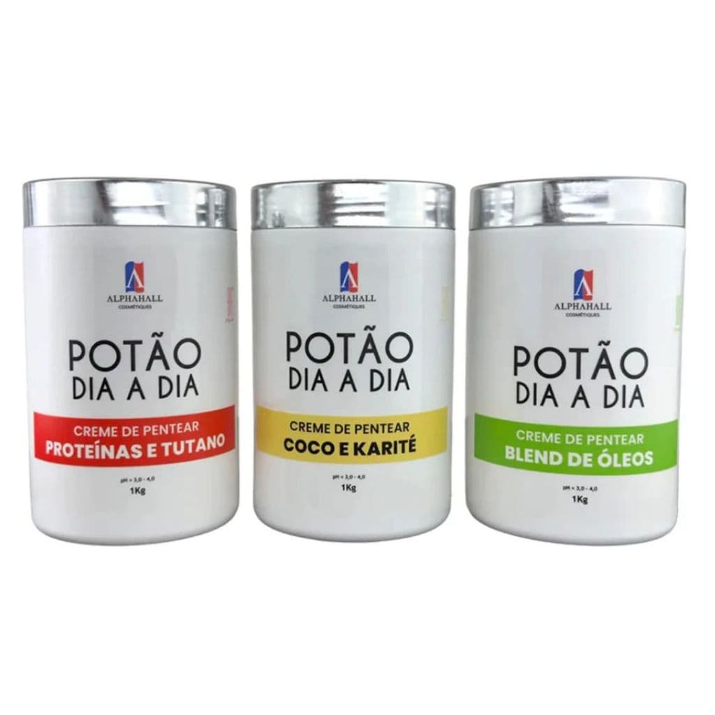 Kit Creme De Pentear 1kg Alphahall Potão Dia A Dia