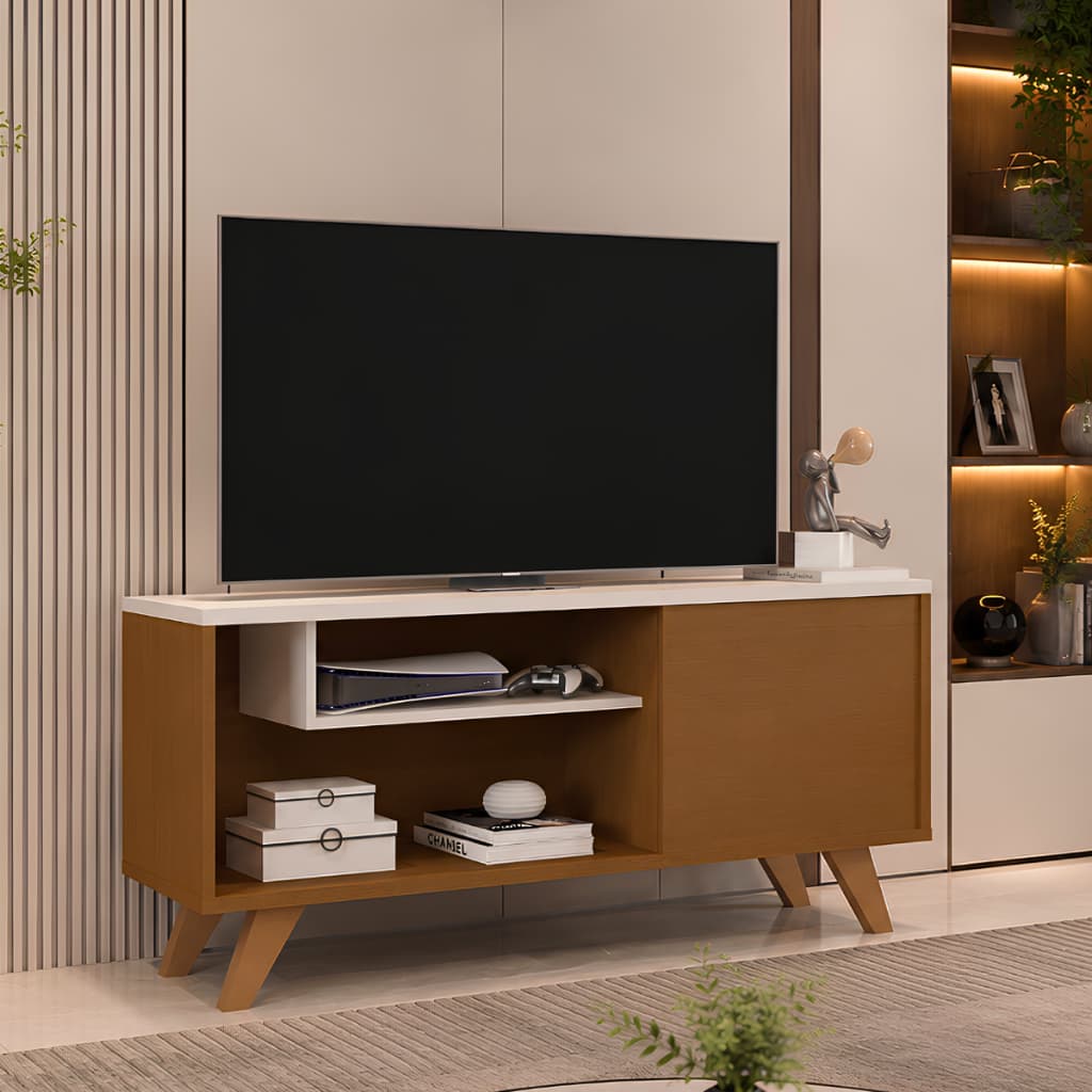 *PROMOÇÃO* Rack Tv Aparador Sala Estante Bancada Estante 1 Porta Divisórias Organizadoras 2 Cores