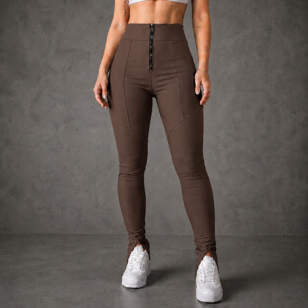 Calça Legging Montaria Com Zíper Nas Barras e Na Frente