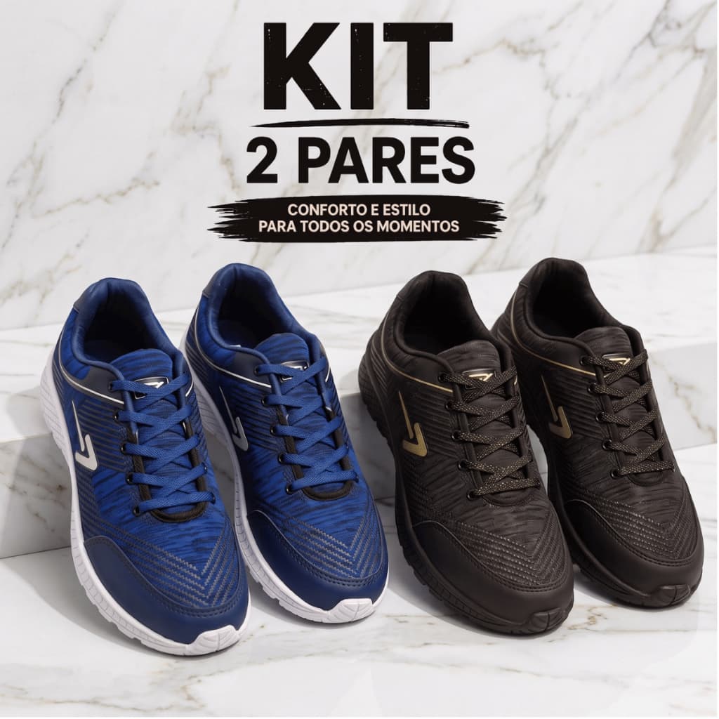 Kit 2 Tênis Esportivo Masculino Leve Confortável Corrida Caminhada Academia Antiderrapante Grande