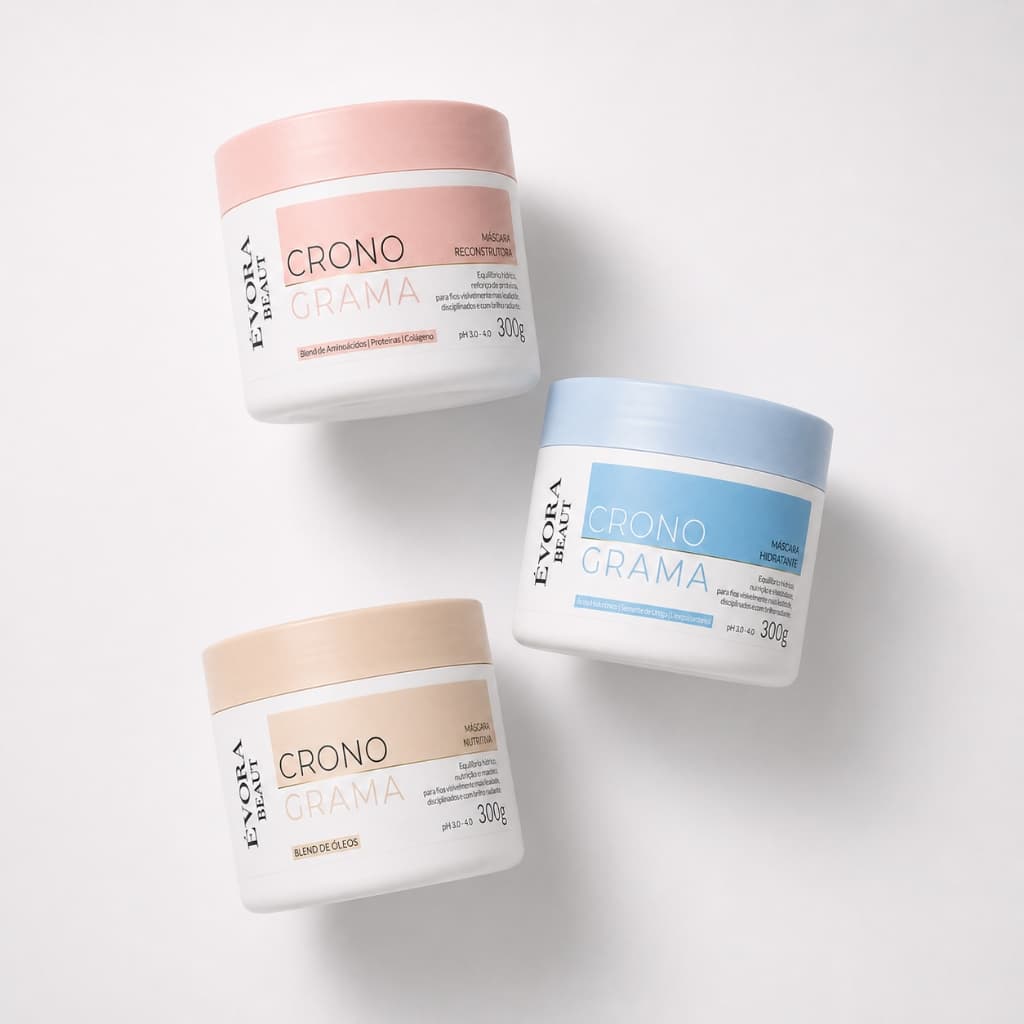 Kit 3 Máscaras S.O.S Cronograma Capilar Évora Beaut 300g Efeito Teia Hidratação Nutrição Reconstrução Profissional