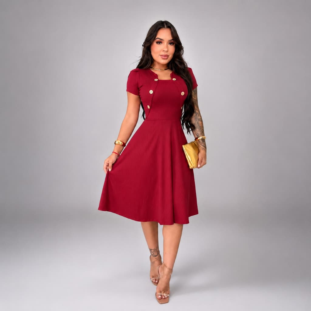 Vestido Feminino  Canelado