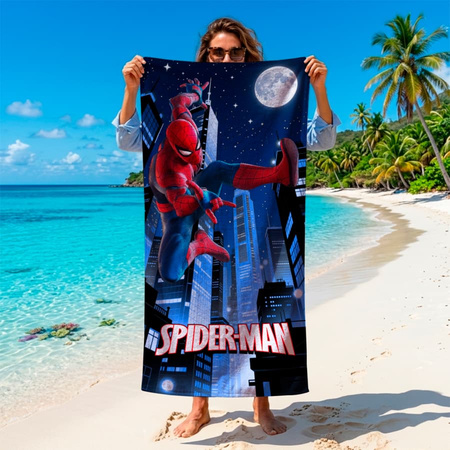 Toalha De Banho Infantil Menino Menina Praia Personagem Top Cor Homem Aranha Estampada