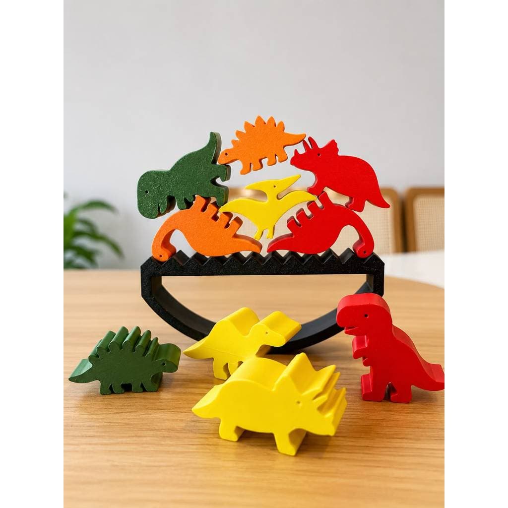 Jogo Equilíbrio 3D Infantil Educativo 10 Peças  Dinossauros Coloridos Montessori Coordenação Motora