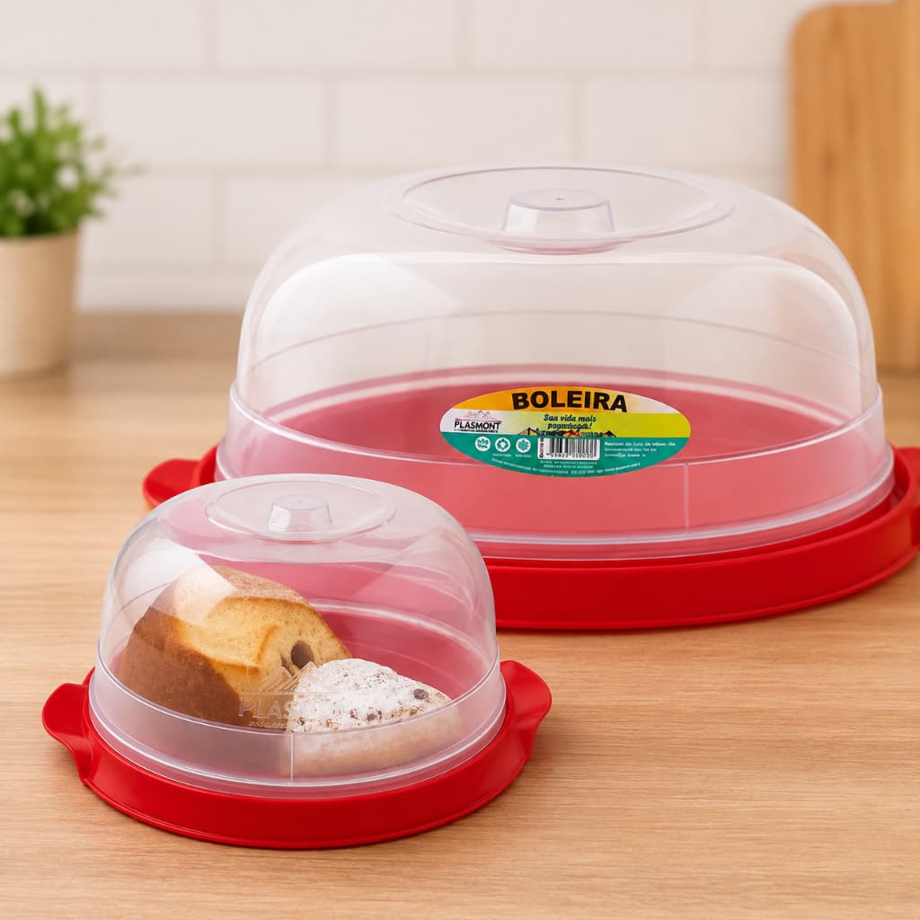 Kit Boleira + Queijeira C/Tampa Hermético Organizador Cozinha Para Alimentos