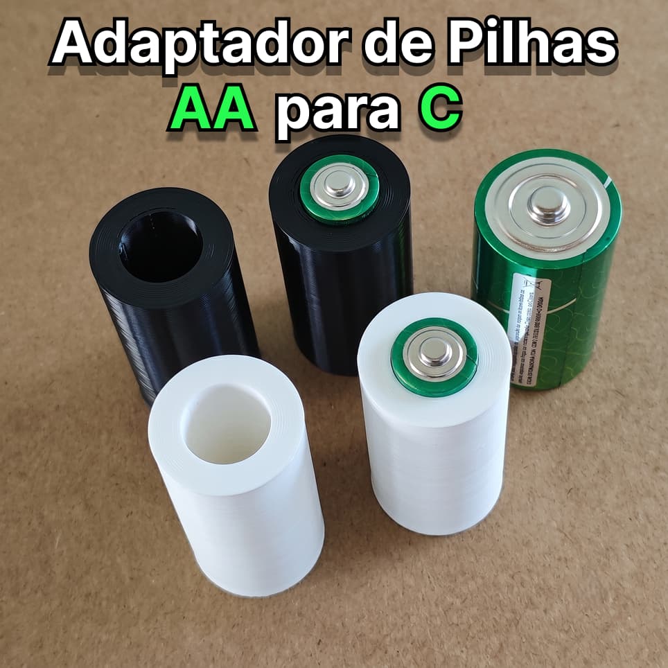 Adaptador de Pilha AA para C (Média) - Economize Dinheiro!