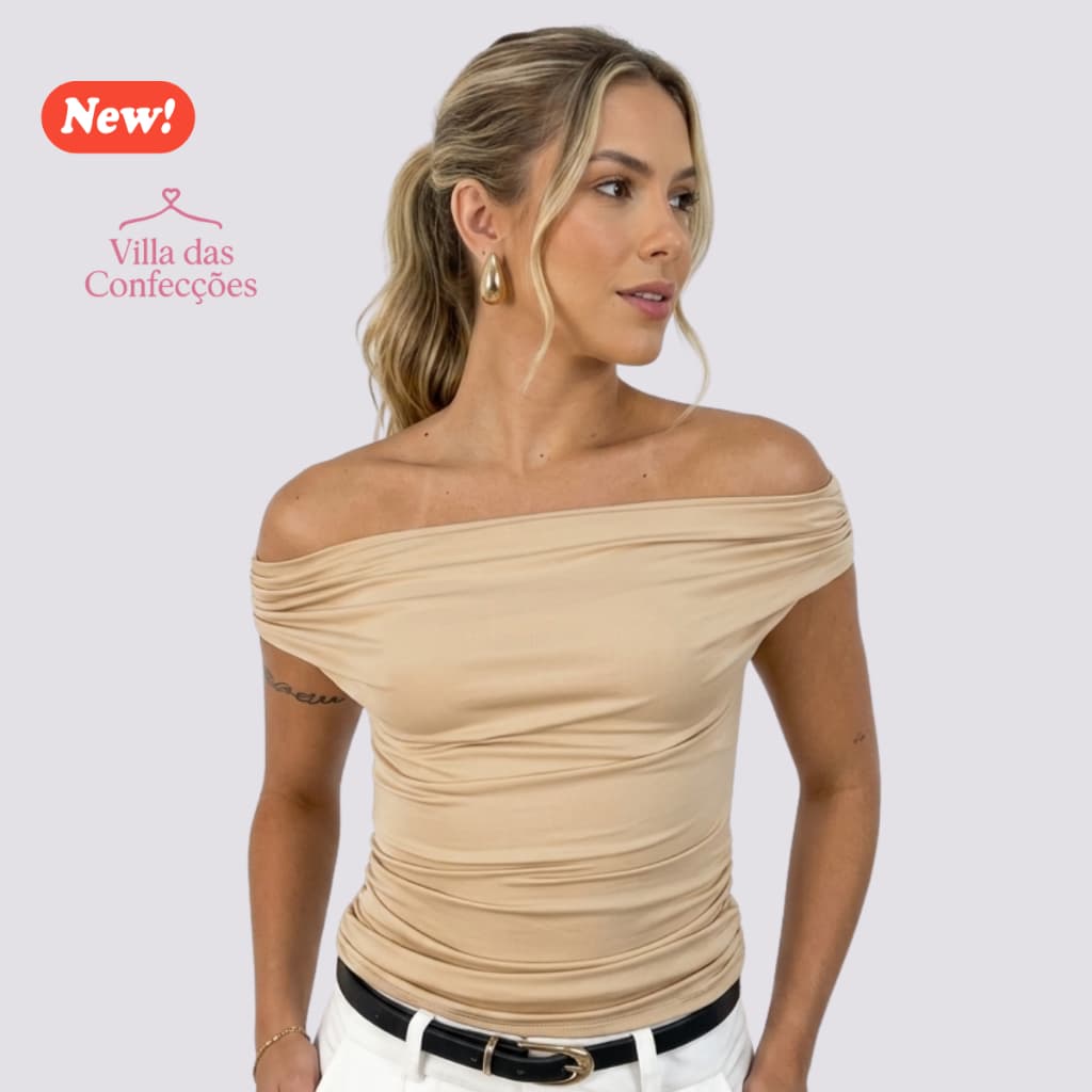 Blusa Feminina Blusa Ombro Suplex Premium Duplo Forro Blogueira Tendencia Verão Sem Bojo