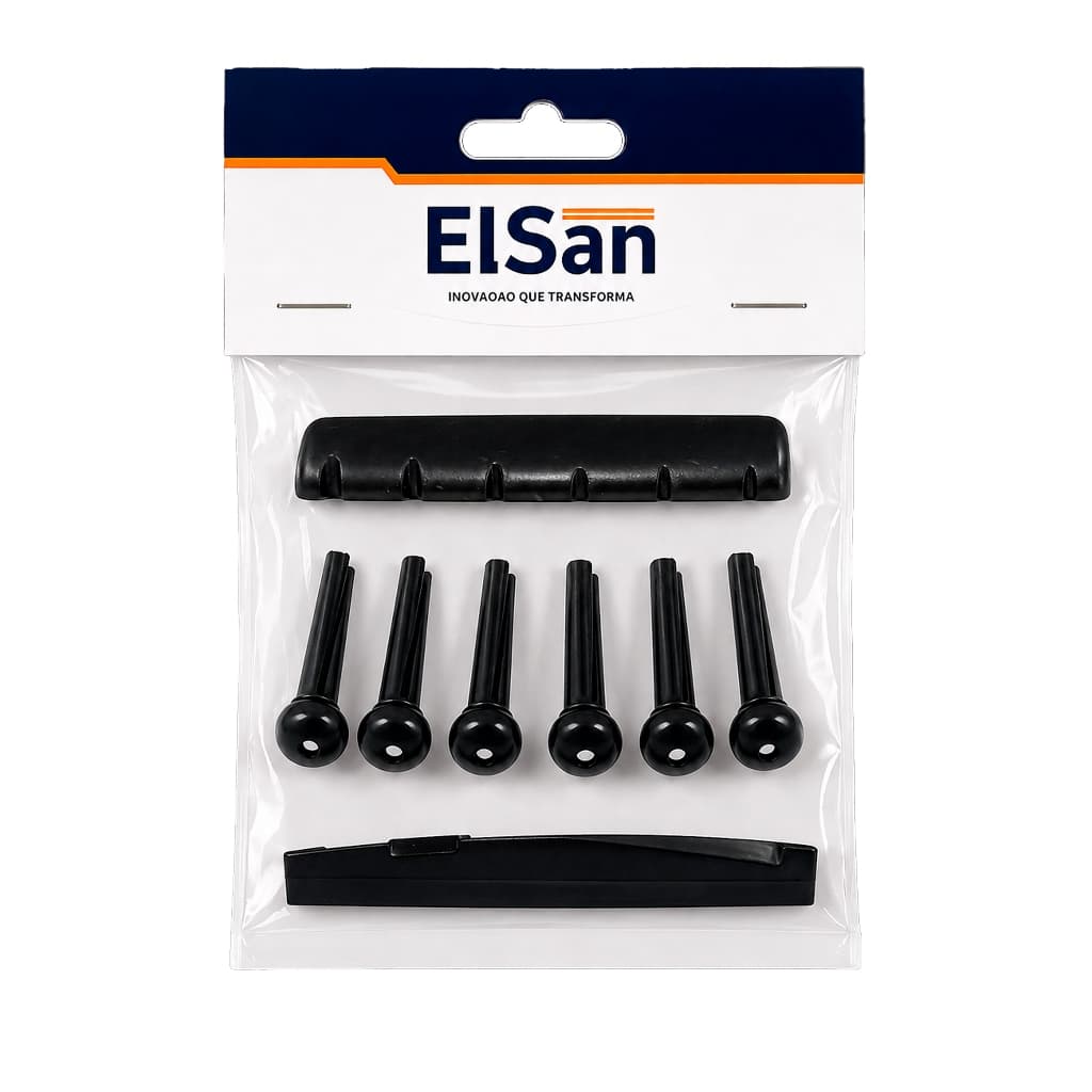 kit 6 pinos + pestana + rastilho para violão Preto