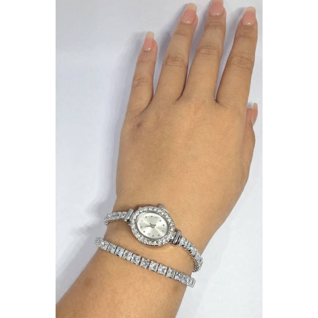 RELÓGIO FEMININO DE LUXO COM PULSEIRA DUPLA DE STRASS