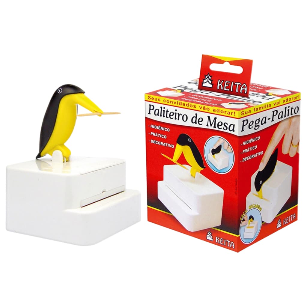 Paliteiro de Mesa Passarinho Keita Decorativo e Funcional, Suporte para Palitos com Tampa, Decoração Charmosa para Mesa