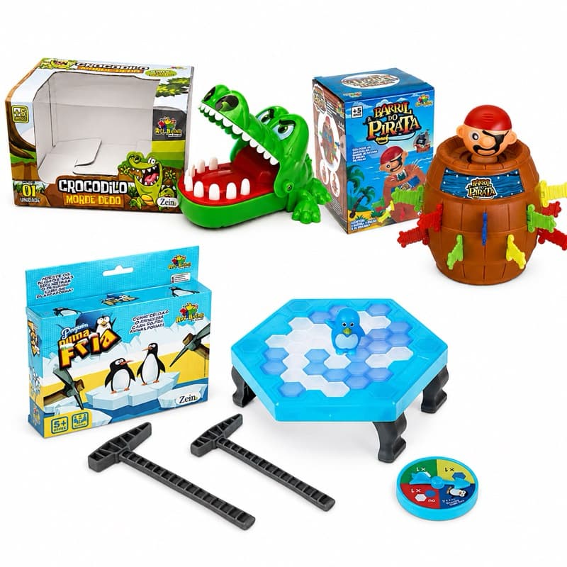 Jogos Brinquedos Infantil Pula Pirata Crocodilo Morde Dedo Pinguim Quebra Gelo