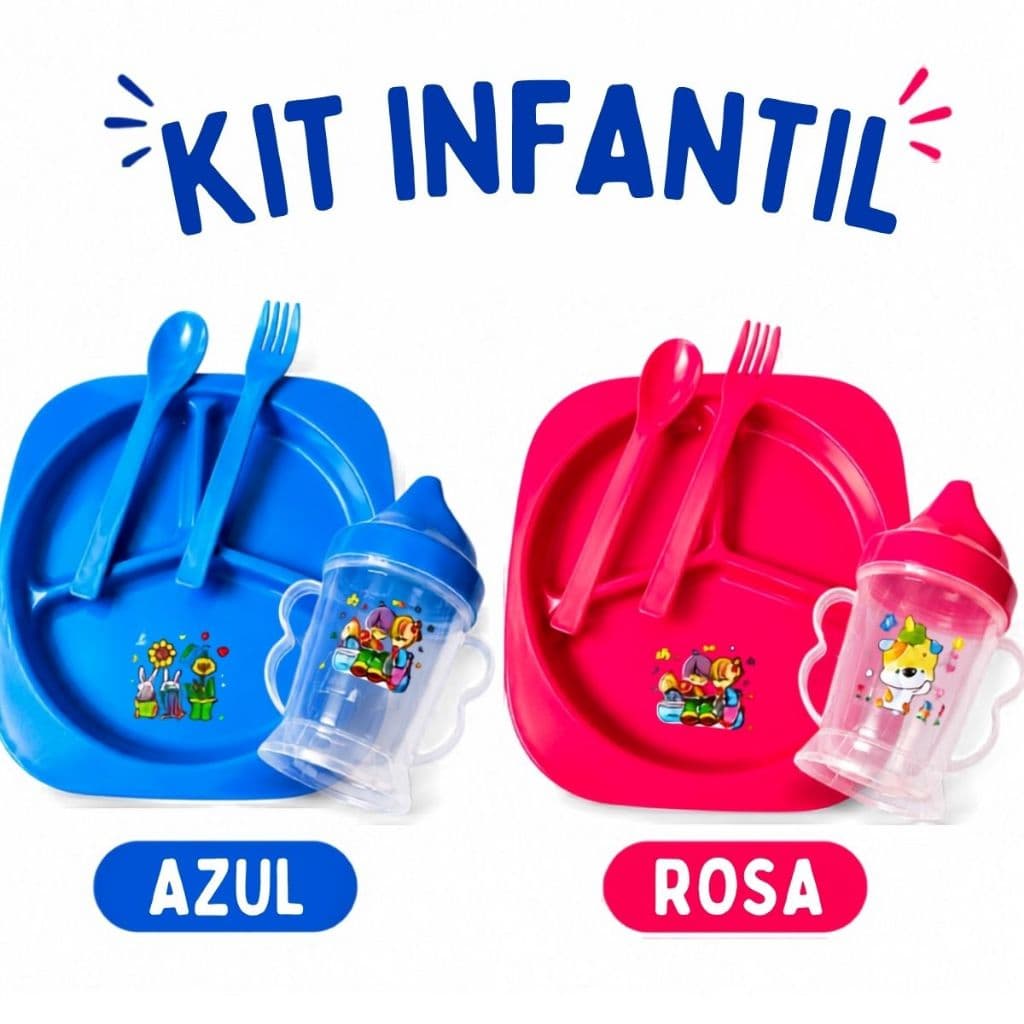 Kit Alimentação Bebê Refeição Infantil Introdução Alimentar Prato Colher