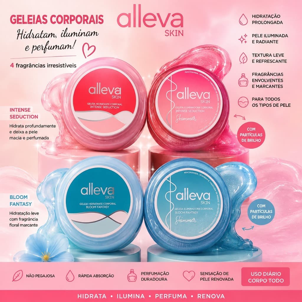 Geleia Corporal Alleva Skin 250g Hidratante e Iluminadora Shimmer