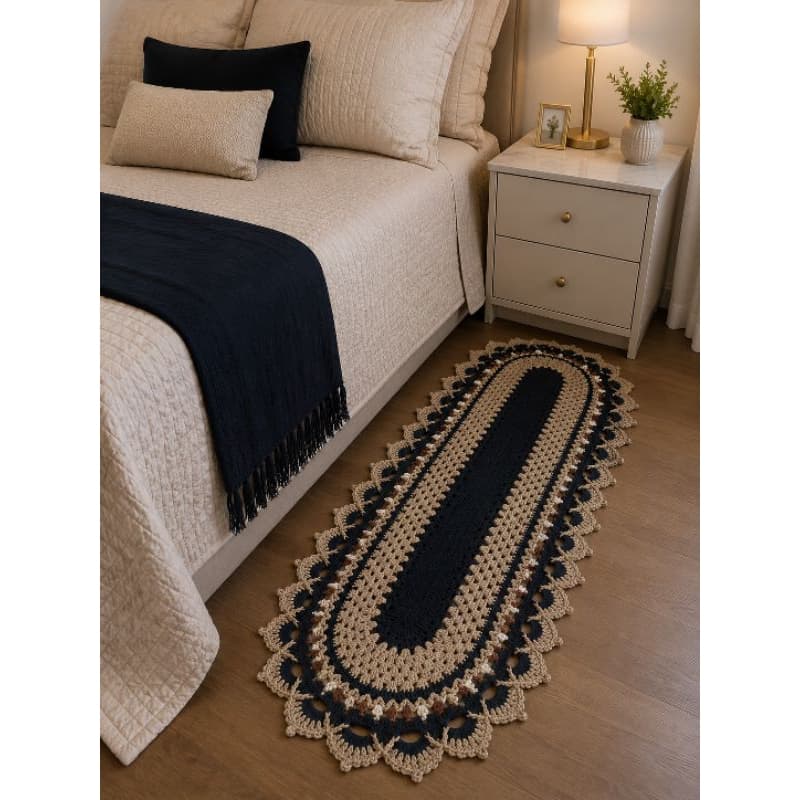 Tapete Passadeira de Crochê Artesanal – Estilo Clássico | 1,46 m x 50 cm | Feito à Mão