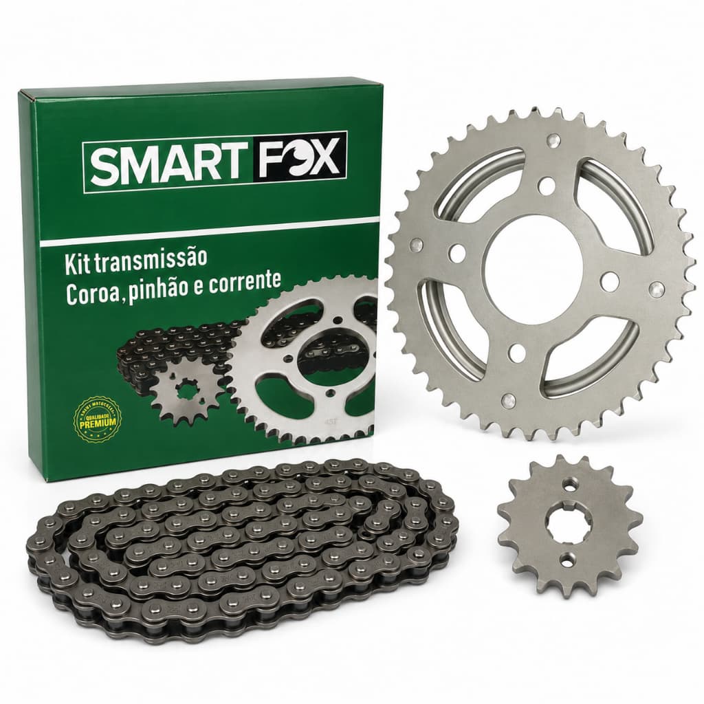 Kit Relação Transmissão Moto Honda Fan 125 Anos 2014 a 2018 Smart Fox