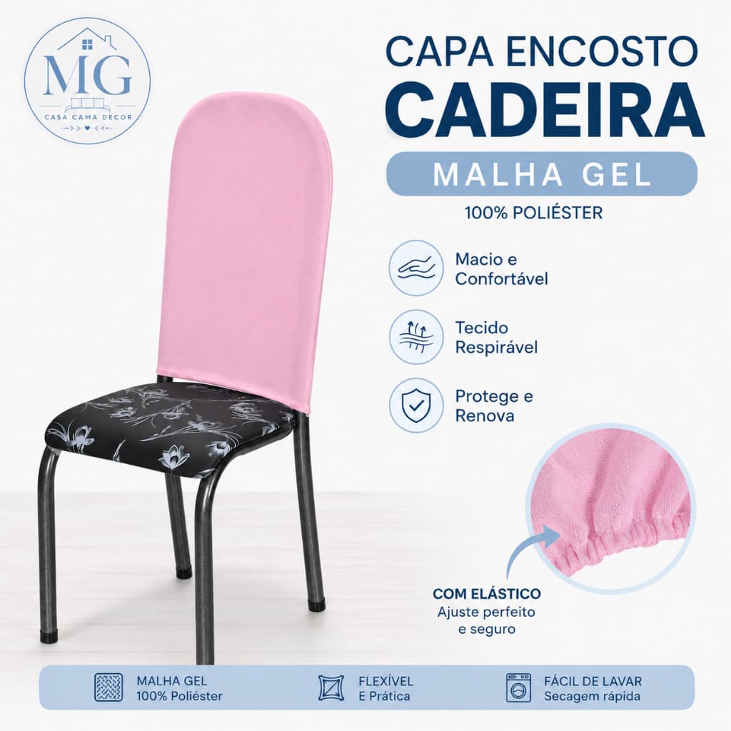 Capa Encosto Cadeira Malha Gel Kit 4 6 8 10 Capas Elástica Lavável Proteção Premium