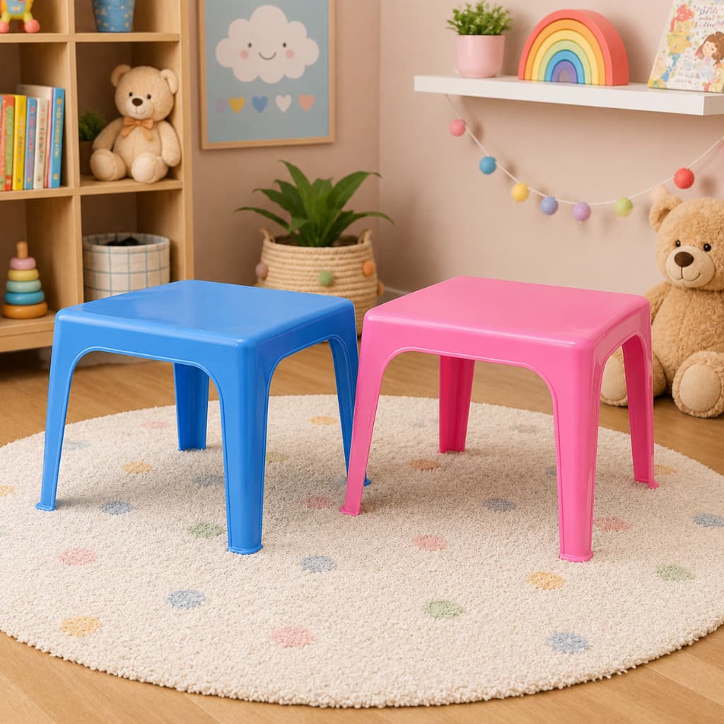 Mesinha Plástica Infantil Colorida Rosa Azul Mesa Criança Colorir Kids 46x38cm Reforçada