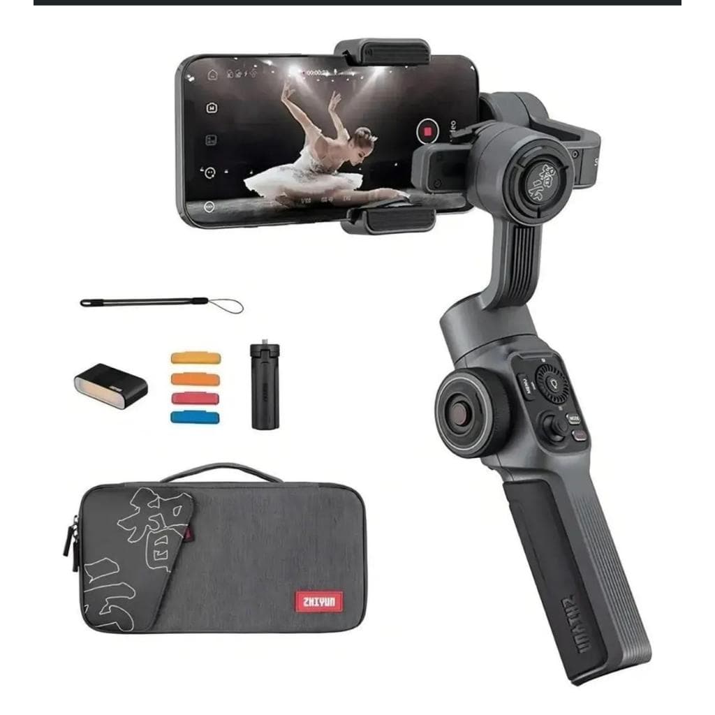 ESTABELIZADOR ZHIYUN SMOOTH 5 COMBO CARDAN PARA SMARTPHONE COR PRETO.