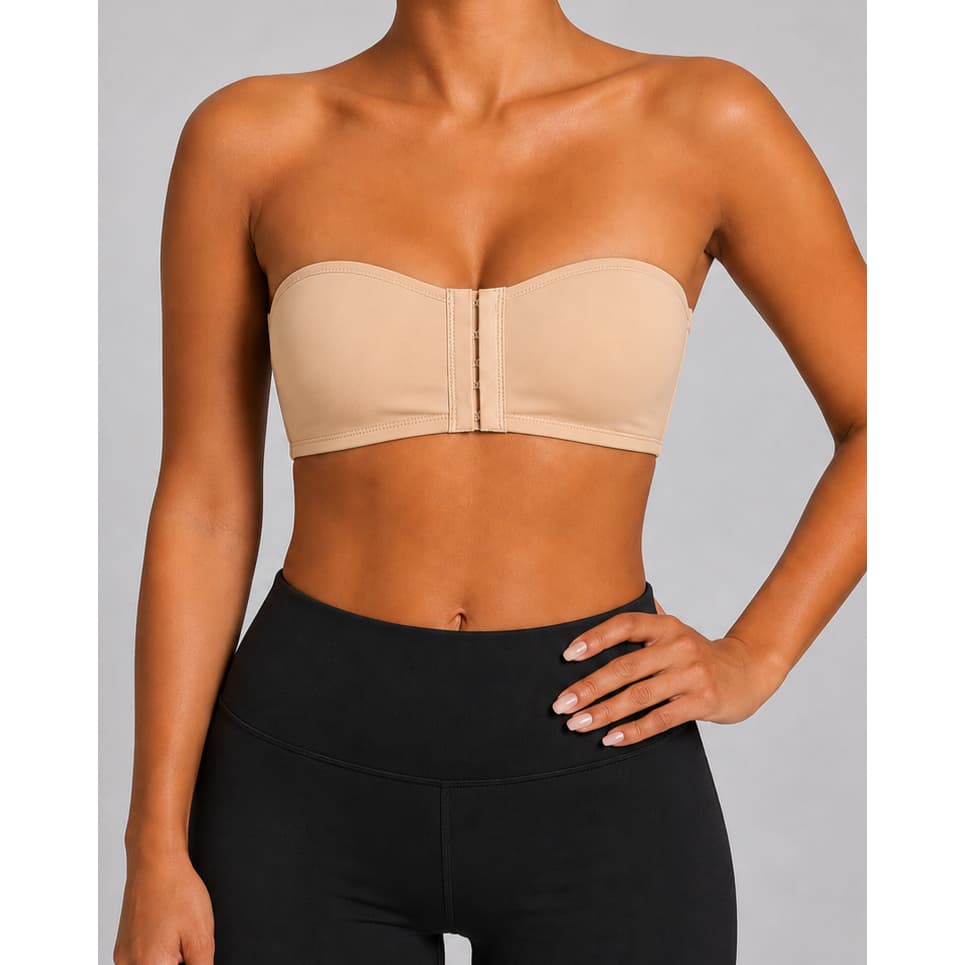Top Tomara Que Caia Fitness Feminino Com Fecho Frontal Sem Alça