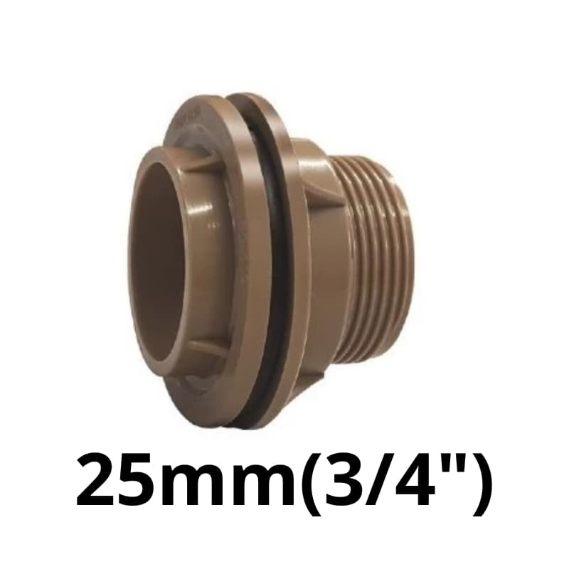 Flange Adaptador 25mm (3/4") para Caixa d'Água e Cisterna | PVC Marrom | Alta Vedação | Fácil Instalação