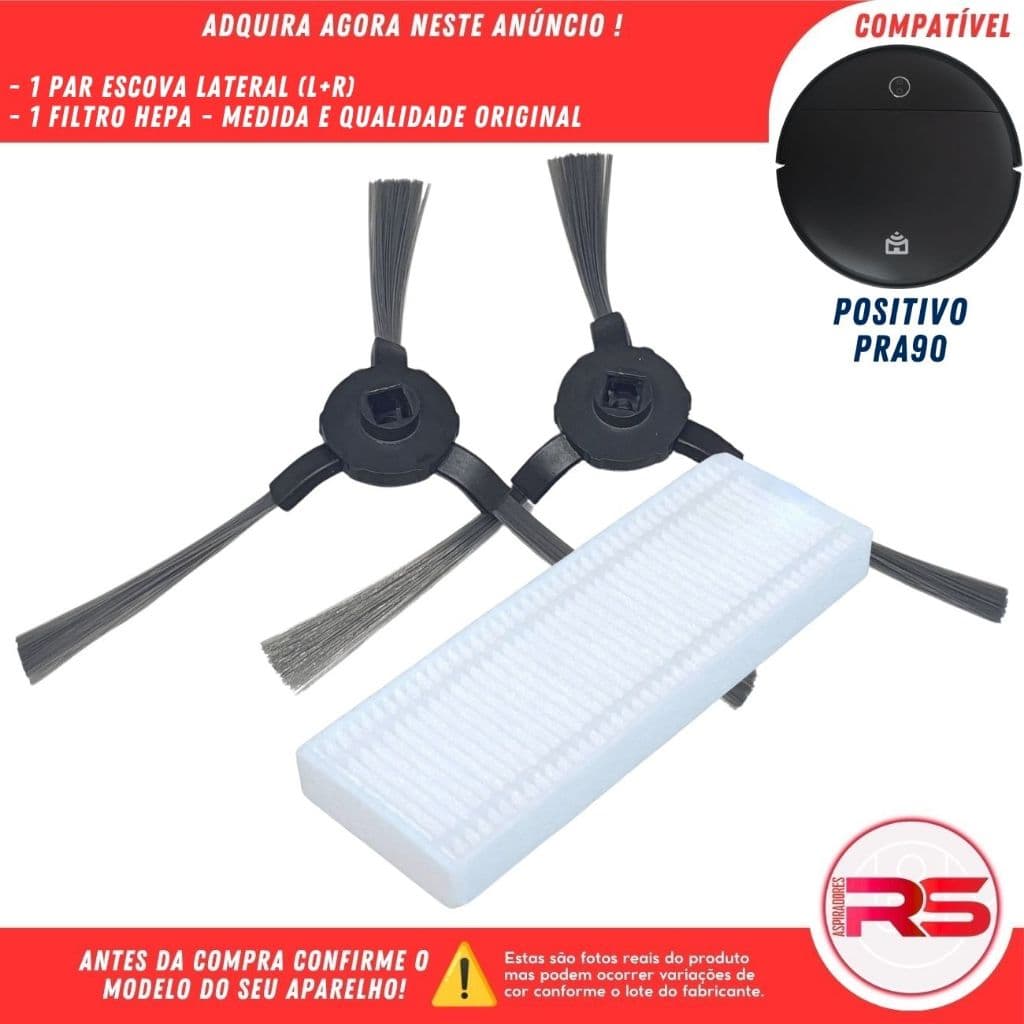 Par Escovas e Filtro Hepa Para Smart Robô Aspirador Positivo Casa Inteligente PRA90