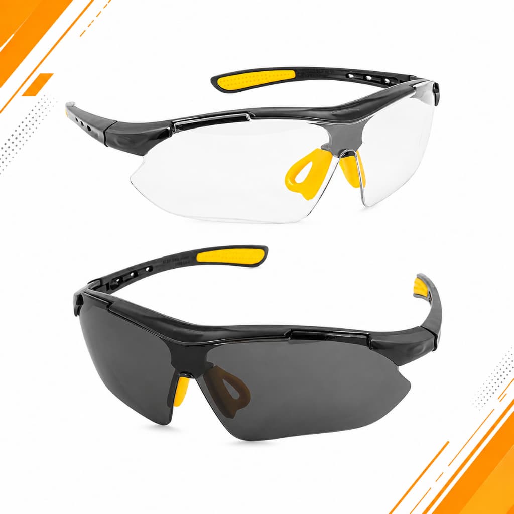 Kit 2 Óculos De Proteção Segurança Boxer Vonder Anti Risco EPI Fumê Incolor Âmbar Para Trabalho Esporte Lazer Conforto