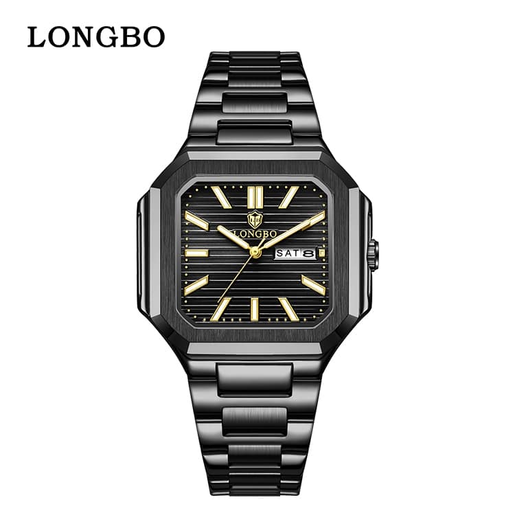 LONGBO Relógio Masculino Quartzo Aço Inoxidável Luminoso Calendário Vidro Mineral Elegante 42mm