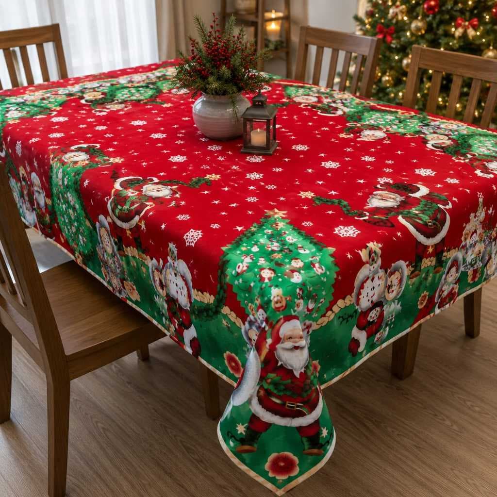 Toalha de Mesa Oxford Natal 8 Metros Mesa Posta Decoração Natalina Acabamento Bainha