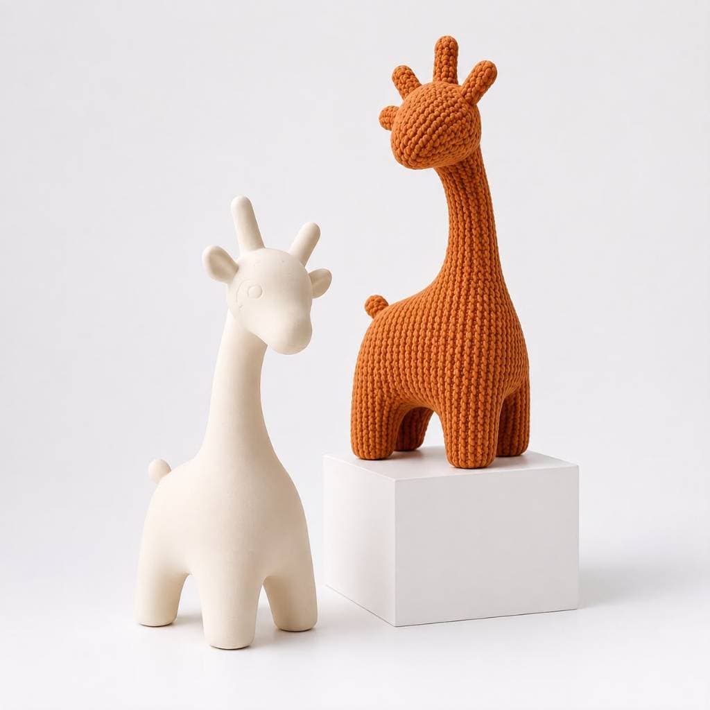 Girafa Decorativa Lisa + Tricot Decoração Elegante Minimalista