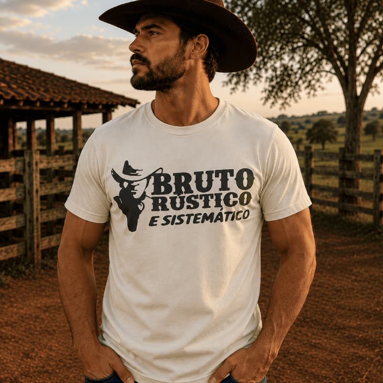 Camiseta Masculina Cowboy Bruto Malha 100%