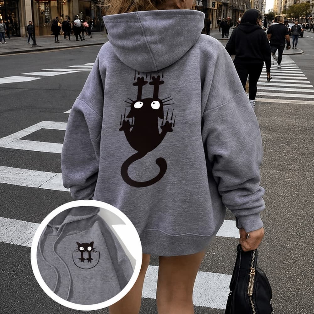 Blusa de Frio Gato Preto Fofo Moletom Flanelado Quentinho