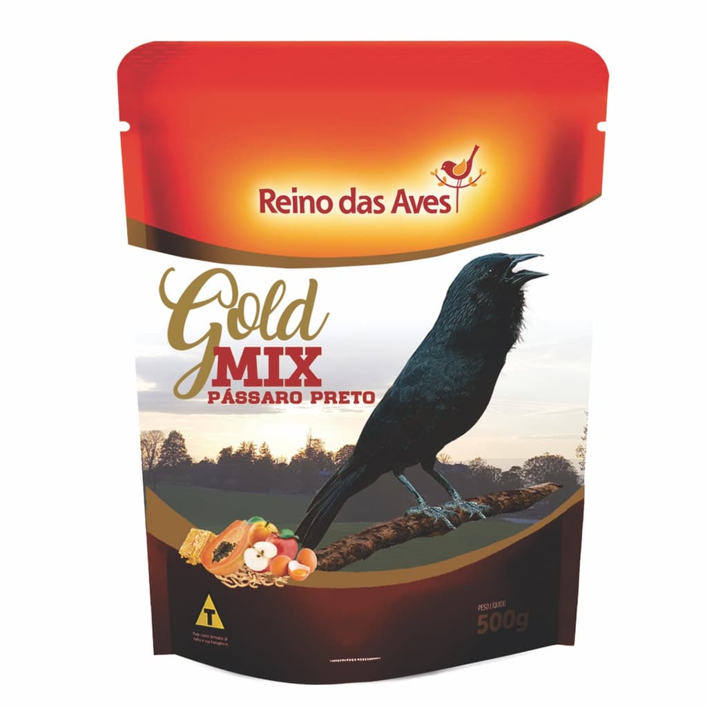 Racao Para Passaro Preto Gold Mix 500g Reino Das Aves