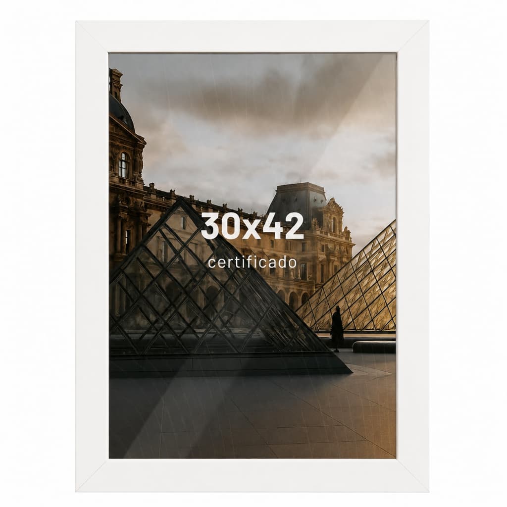 Moldura 30x42 Madeira com Vidro para Parede Certificado Foto Quebra-Cabeça Branco ou Preto