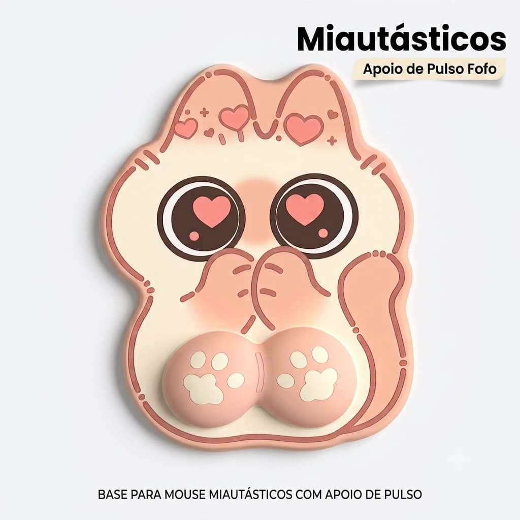 Mouse Pad Gato Rosa De Olhos Grandes