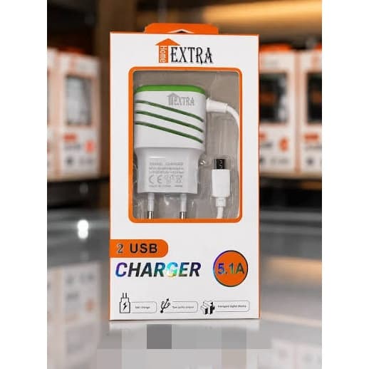 CARREGADOR EXTRA CARREGA RAPIDO 5.1 A V8 2 USB
