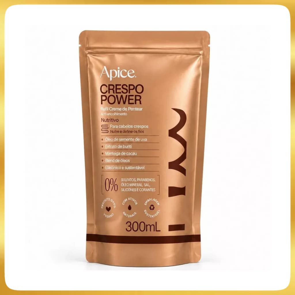 Ápice Crespo Power Creme de Pentear Nutritivo Refil 300ml | Anti-Frizz e Definição