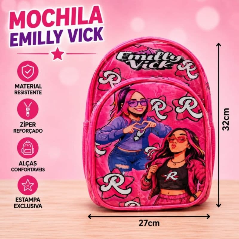 Emilly Vick   e katlen Mini Mochila Dos Rosa Infantil 32x27cm Bolsa Compacta Para Passeio