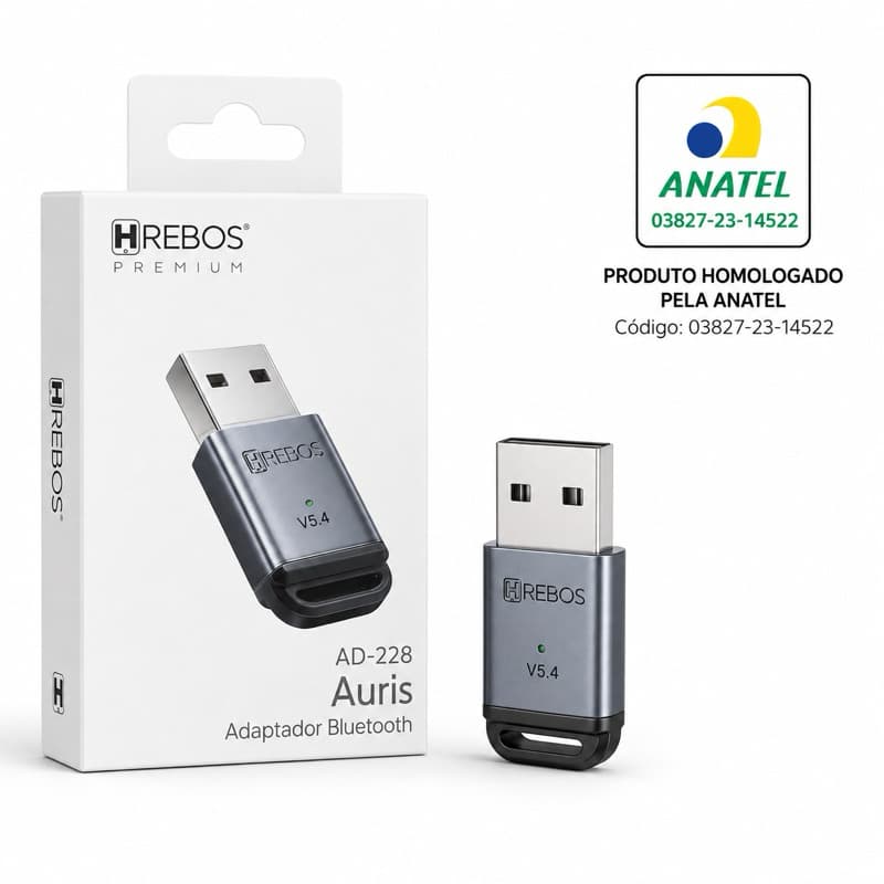 Adaptador Bluetooth USB 5.4 HREBOS - Conectividade Rápida e Estável para seu PC