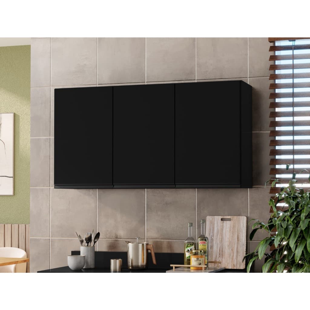 Armário Aéreo de Cozinha e Lavanderia 120cm 3 Portas MDF resistente