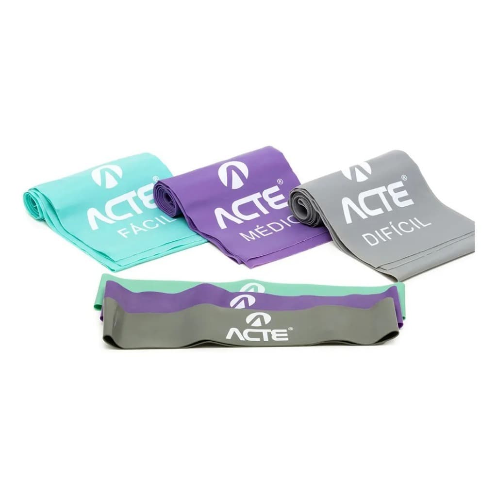 Kit 6 Bands e Mini Bands 3 Intensidades T270 Acte Sports Faixas Elásticas Treino Funcional Pilates Academia
