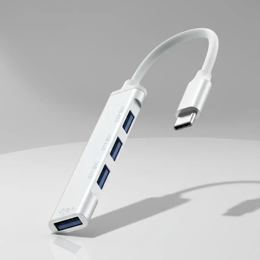 Hub USB 4 em 1 Alumínio Portátil 4 Portas USB 2.0 Plug Play para Notebook e PC
