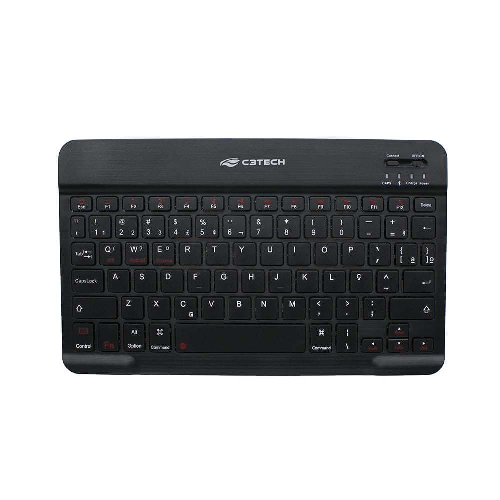 Teclado Bluetooth C3Tech K-BT40BK, Sem Fio, Recarregável, Slim, ABNT2, Preto